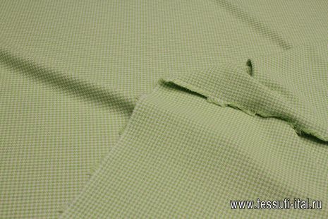 Шанель (н) бело-салатовая стилизованная гусиная лапка - итальянские ткани Тессутидея арт. 01-7228