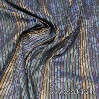 Плательная (н) растительный рисунок на сине-серой стилизованной полоске - итальянские ткани Тессутидея арт. 03-6927