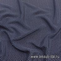 Крепдешин (н) белый горох на темно-синем - итальянские ткани Тессутидея арт. 10-2560