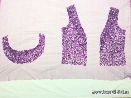 Аппликация фиолетовая с пайетками  - итальянские ткани Тессутидея арт. F-0352