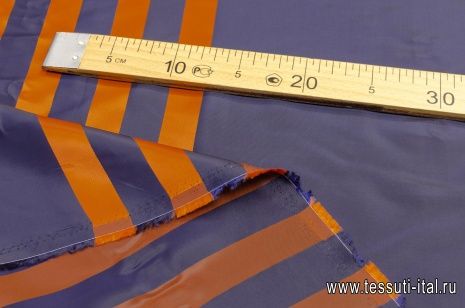 Подкладочная купон (0,95см) (н) сине-оранжевые полосы - итальянские ткани Тессутидея арт. 08-0915