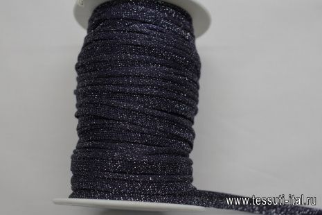 Тесьма трикотажная с люрексом (о) темно-синяя ш-1,5см - итальянские ткани Тессутидея арт. F-6199