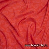 Крепдешин (н) розовый растительный рисунок на оранжевом в стиле STELLA MCCARTNEY - итальянские ткани Тессутидея арт. 10-2189