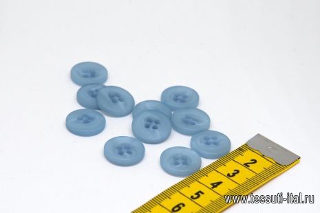 Пуговица пластик 4 прокола d-15мм голубая - итальянские ткани Тессутидея арт. F-4634