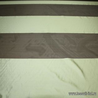 Органза (н) бежево-зеленые широкие полосы - итальянские ткани Тессутидея арт. 03-2863