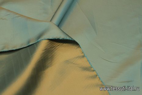 Подкладочная диагональ вискоза с ацетатом (о) бежево-бирюзовая - итальянские ткани Тессутидея арт. 08-1450