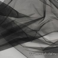 Плательная сетка фатин (о) черная - итальянские ткани Тессутидея арт. 03-6987