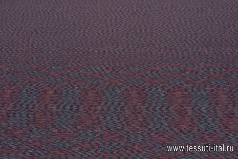 Трикотаж хлопок продублированный (н) сине-серо-красный - итальянские ткани Тессутидея арт. 12-1141
