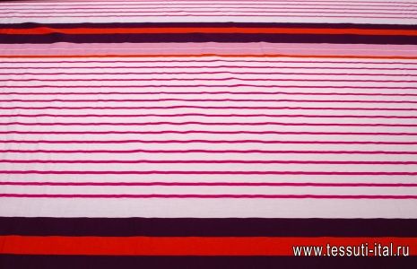 Сорочечная полоска купон (0,9м) (н) красно-розово-бело-бордовая - итальянские ткани Тессутидея арт. 01-4969