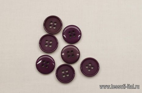 Пуговица пластик 4 прокола d-15мм фиолетовая - итальянские ткани Тессутидея арт. F-6820