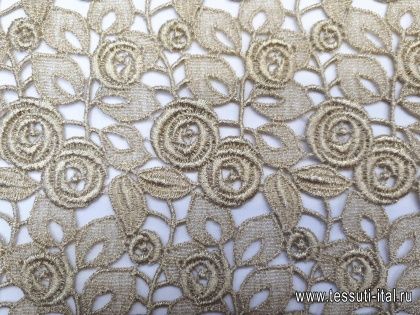 Кружевное полотно макраме с люрексом (о) золотое - итальянские ткани Тессутидея арт. 03-5619