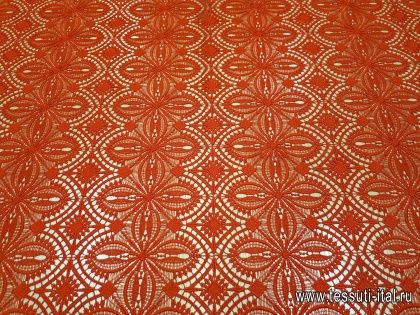 Кружевное полотно макраме (о) красно-оранжевое  Ermanno Scervino - итальянские ткани Тессутидея арт. 03-5647