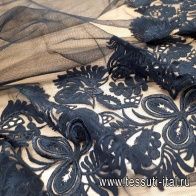 Плательная сетка с вышивкой (о) черная Ermanno Scervino - итальянские ткани Тессутидея арт. 03-5645