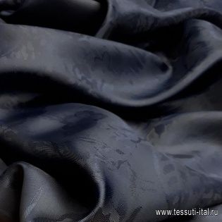 Подкладочная жаккардовая  (о) темно-синяя - итальянские ткани Тессутидея арт. 08-0884