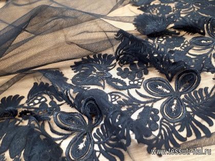 Плательная сетка с вышивкой (о) черная Ermanno Scervino - итальянские ткани Тессутидея арт. 03-5645