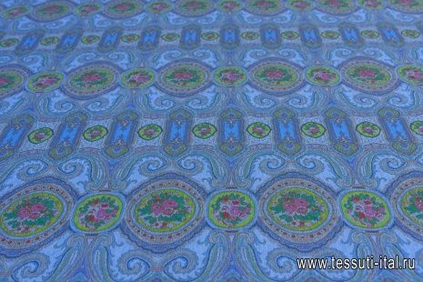 Джинса сорочечная (н) пейсли на голубом - итальянские ткани Тессутидея арт. 01-6827