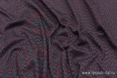 Трикотаж хлопок продублированный (н) сине-серо-красный - итальянские ткани Тессутидея арт. 12-1141