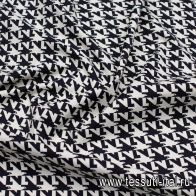 Плащевая с водоотталкивающим покрытием (н) черно-белый логотип  - итальянские ткани Тессутидея арт. 11-0487