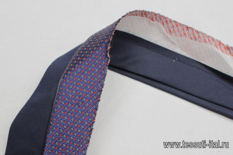 Корсажная лента темно-синяя/красно-синий принт - итальянские ткани Тессутидея арт. F-6224