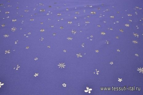 Тафта с люрексом купон (1,3м) (н) цветочный орнамент на темно-синем Max Mara - итальянские ткани Тессутидея арт. 03-5544