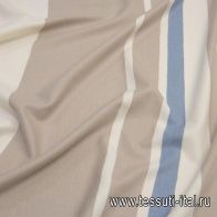Плательная купон (1,15м) (н) сине-бежевые полосы на молочном Loro Piana - итальянские ткани Тессутидея арт. 17-0978