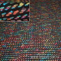 Костюмная шанель (н) крупные разноцветные крапины на черном ш-150см - итальянские ткани Тессутидея арт. 03-3223