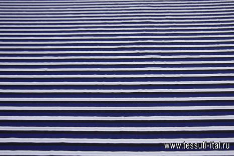 Сорочечная (н) сине-бело-черная поперечная полоска - итальянские ткани Тессутидея арт. 01-5895