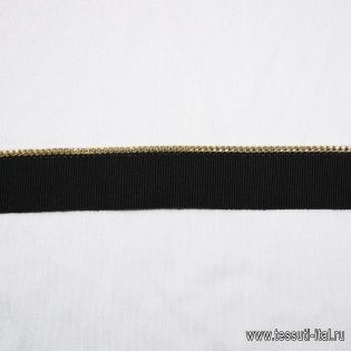 Репсовая лента (о) с золотой цепью ш-3см - итальянские ткани Тессутидея арт. F-2001