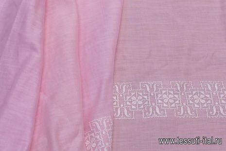 Хлопок (н) белая вышивка на розовом - итальянские ткани Тессутидея арт. 01-5235