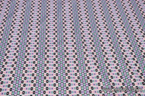 Сорочечная стрейч (н) геометрический орнамент - итальянские ткани Тессутидея арт. 01-4817