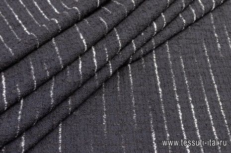 Шанель (н) серая полоска на черном - итальянские ткани Тессутидея арт. 03-5851