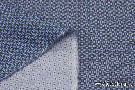 Сорочечная (н) серо-голубой рисунок на сером - итальянские ткани Тессутидея арт. 01-6177