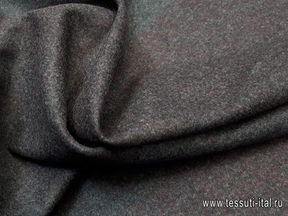 Костюмная дабл (о) широкая полоса серо-бордовая меланж - итальянские ткани Тессутидея арт. 05-2919