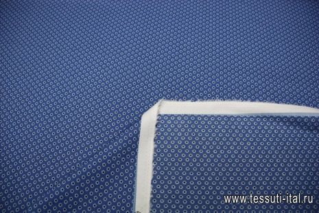 Сорочечная стрейч (н) черно-голубой орнамент на синем ш-145см - итальянские ткани Тессутидея арт. 01-3399