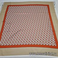 Шелк купон-платок 90*90см бежево-оранжевый - итальянские ткани Тессутидея арт. F-6032