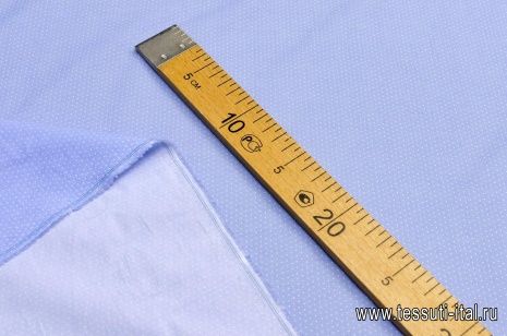 Сорочечная (н) белый мелкий горох на голубом - итальянские ткани Тессутидея арт. 01-5164