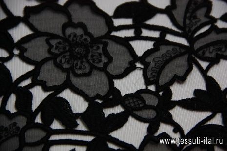 Вышивка на органзе (о) черная ш-70см Valentino - итальянские ткани Тессутидея арт. 03-3516