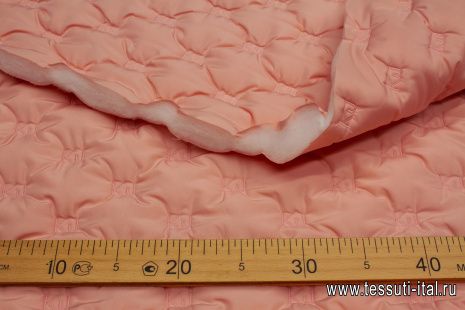 Плащевая на синтепоне дабл с водоотталкивающим покрытием (о) розовая с вышитыми буквами - итальянские ткани Тессутидея арт. 11-0483