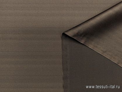 Шелк атлас стрейч полоска (н) темно-коричневый - итальянские ткани Тессутидея арт. 10-2768