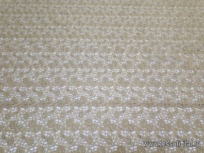 Кружевное полотно макраме с люрексом (о) золотое - итальянские ткани Тессутидея арт. 03-5619