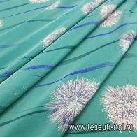 Плательная (н) одуванчики на бирюзовом - итальянские ткани Тессутидея арт. 03-5663