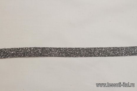 Тесьма трикотажная с люрексом (о) серая ш-1,3см - итальянские ткани Тессутидея арт. F-6200
