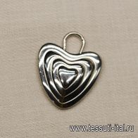 Декоративный элемент d-27мм серебряное сердце - итальянские ткани Тессутидея арт. F-6374