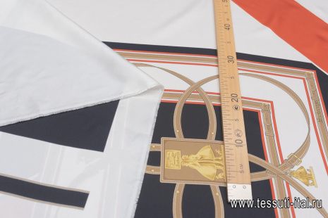 Шелк твил купон (3,20м) (н) элементы кроя на белом - итальянские ткани Тессутидея арт. 10-2897