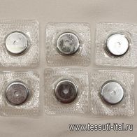 Кнопка метал серебро магнитная потайная d-17-19мм  - итальянские ткани Тессутидея арт. F-6644
