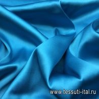 Шелк атлас стрейч дабл (о) ярко-голубой - итальянские ткани Тессутидея арт. 02-7705