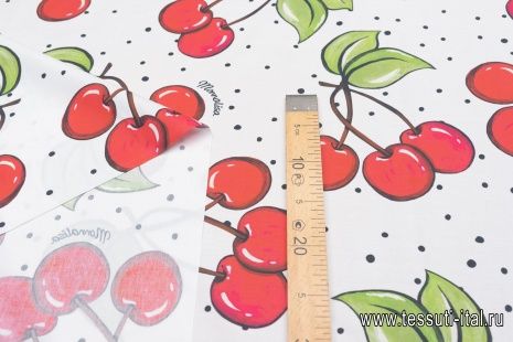 Хлопок (н) крупные вишни и горох на белом - итальянские ткани Тессутидея арт. 01-6918