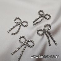 Декоративный бант металл серебро со стразами - итальянские ткани Тессутидея арт. F-3814