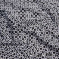 Сорочечная стрейч (н) черно-белый принт на сером - итальянские ткани Тессутидея арт. 01-6161