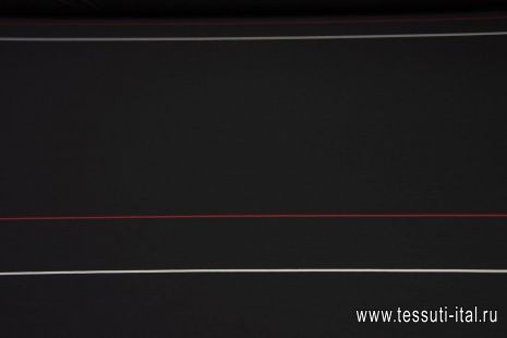 Трикотаж шерсть (н) красно-белые полосы на черном - итальянские ткани Тессутидея арт. 15-0994